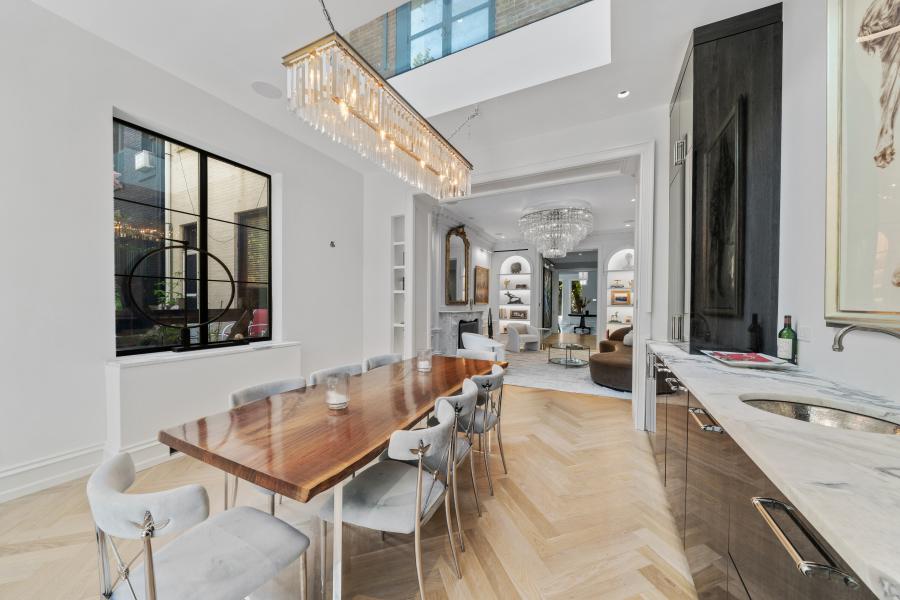 brownstone, townhouse, contemporary, upscale, staircase, terrace, garden, kitchen, bathroom, 