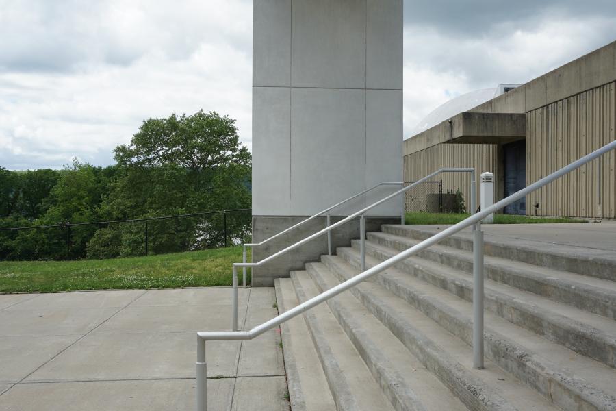 concrete, modern, museum, water, staircase, industrial, 