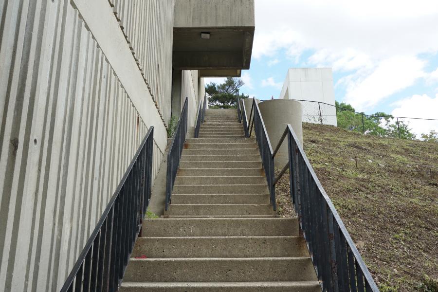 concrete, modern, museum, water, staircase, industrial, 