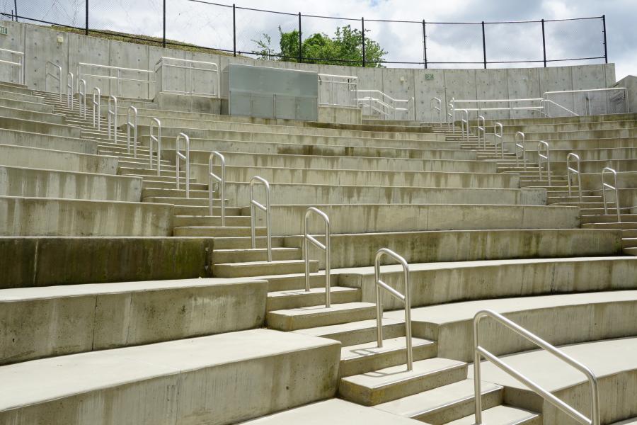 concrete, modern, museum, water, staircase, industrial, 