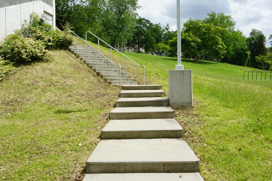 concrete, modern, museum, water, staircase, industrial, 