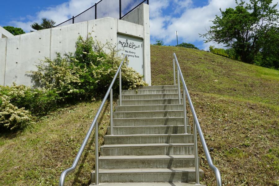 concrete, modern, museum, water, staircase, industrial, 