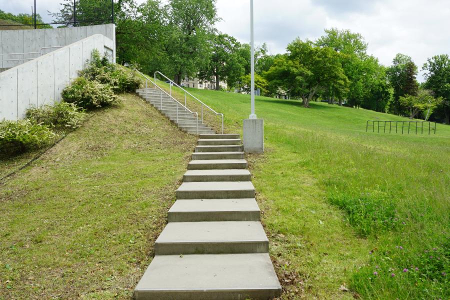 concrete, modern, museum, water, staircase, industrial, 