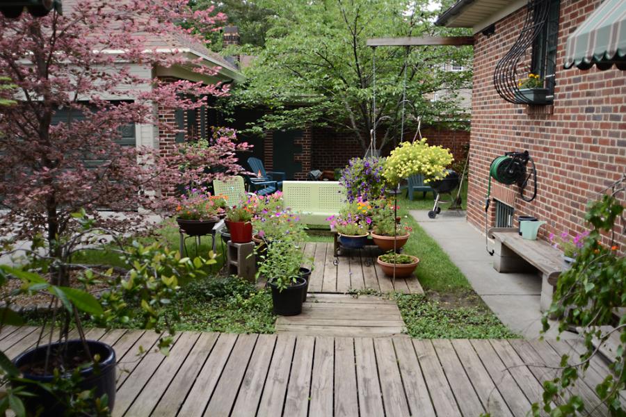 suburban, contemporary, garden, kitchen, patio, deck, fireplace, 