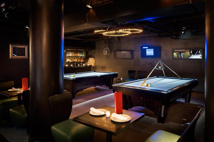 bar, lounge, pool table, contemporary, 