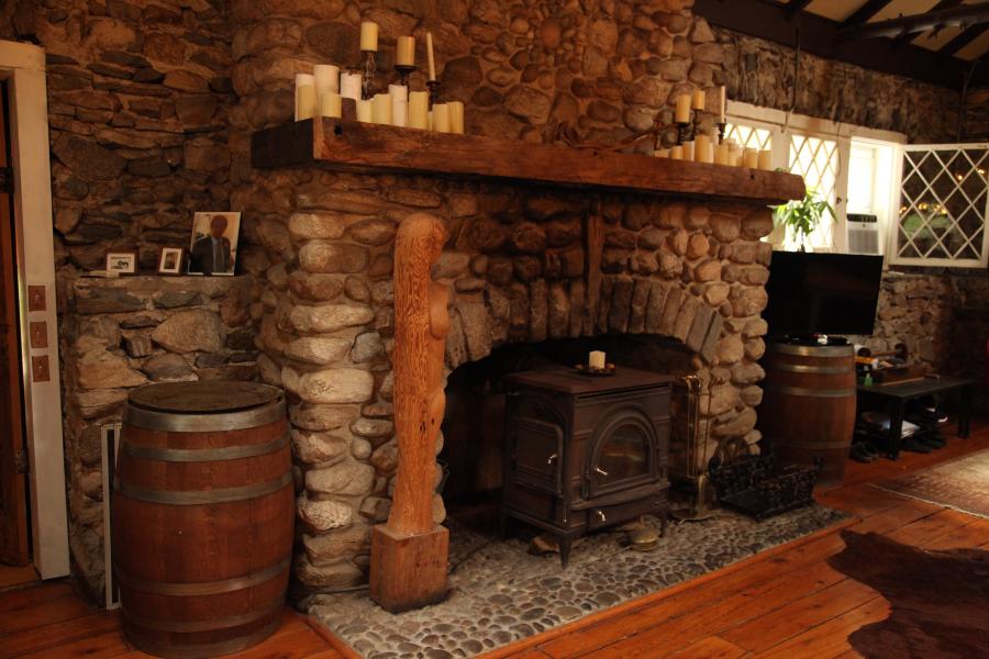 rustic, rural, stone, lake, fireplace, porch, 