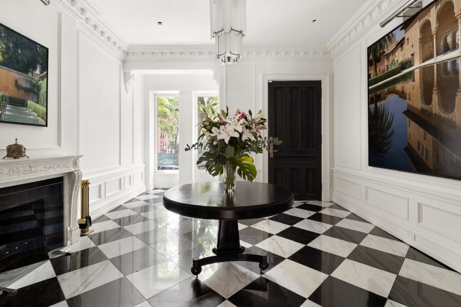 brownstone, townhouse, contemporary, upscale, staircase, terrace, garden, kitchen, bathroom, 