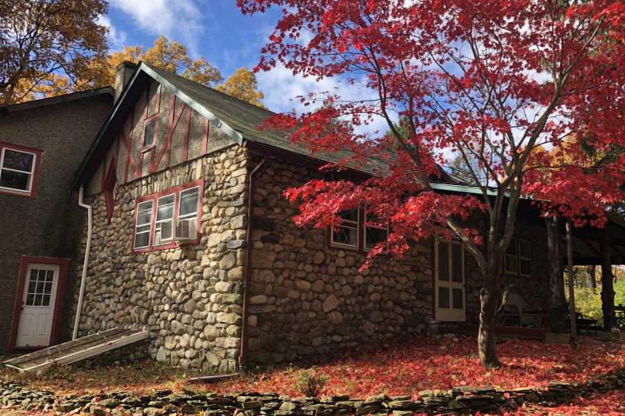 rustic, rural, stone, lake, fireplace, porch, 