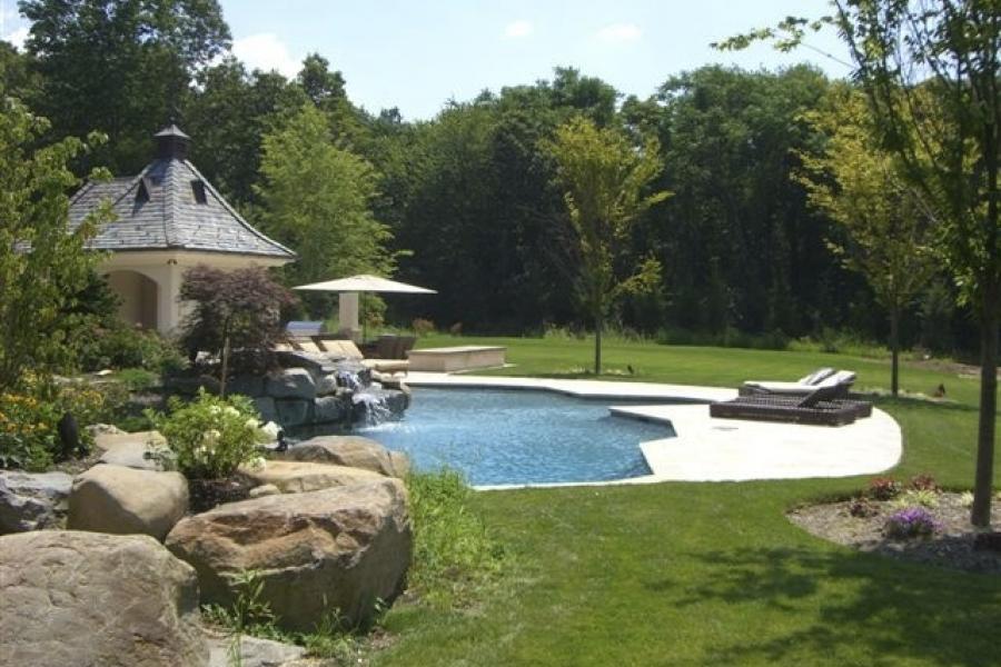 pool, garden, piano, mansion, estate, 