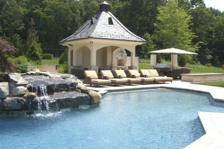 pool, garden, piano, mansion, estate, 