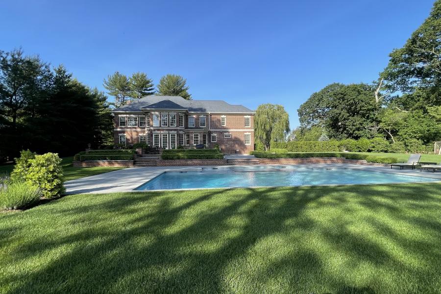 suburban, pool, patio, garden, 