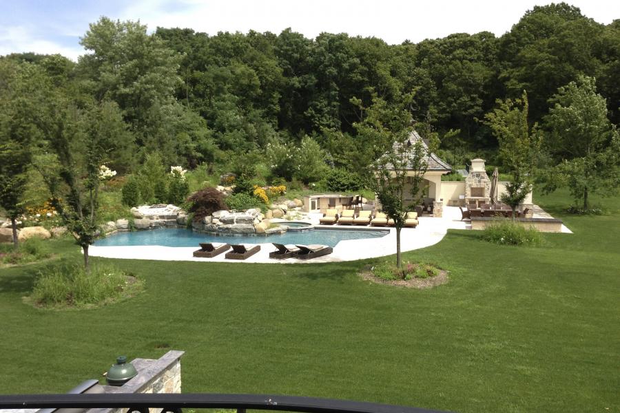 pool, garden, piano, mansion, estate, 