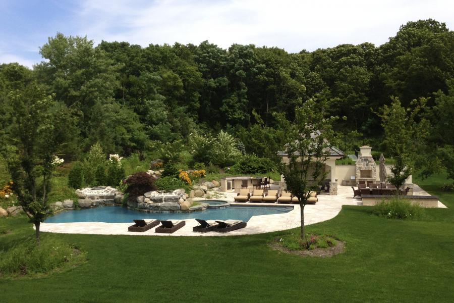 pool, garden, piano, mansion, estate, 