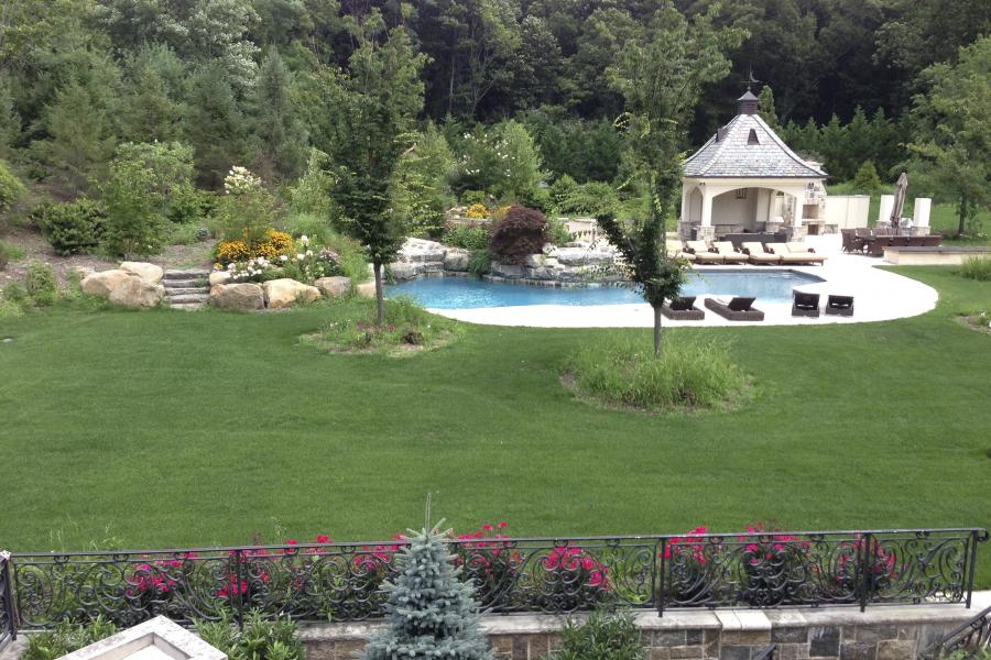 pool, garden, piano, mansion, estate, 