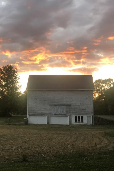 farmhouse, farm, rural, country, field, lake, barn, porch, 