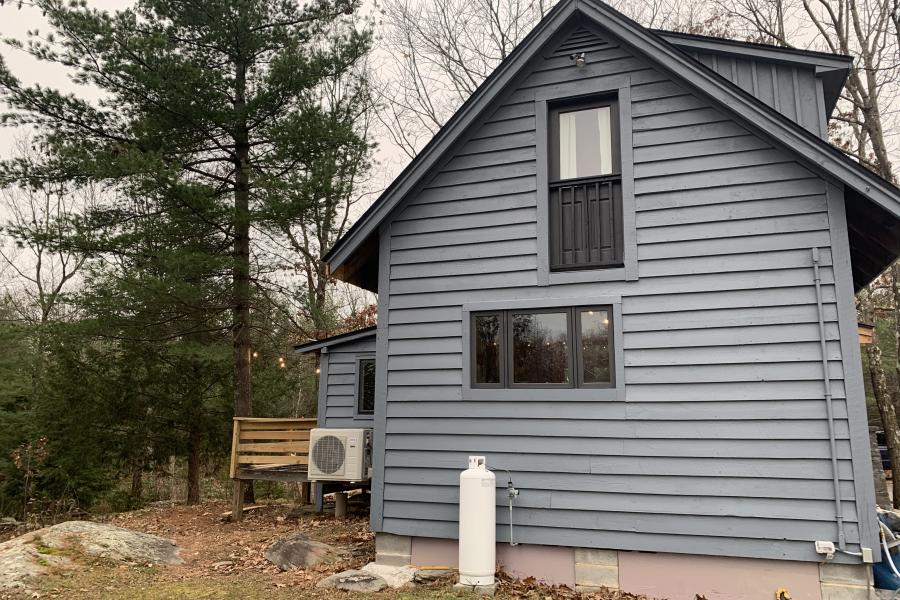 cabin, barn, lake, water, rural, country, wooded, deck, 