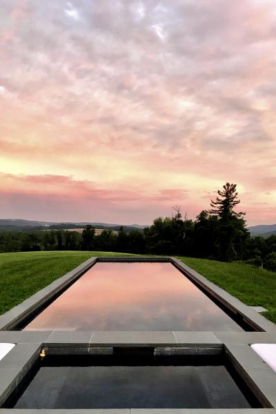 contemporary, view, pool, light, 