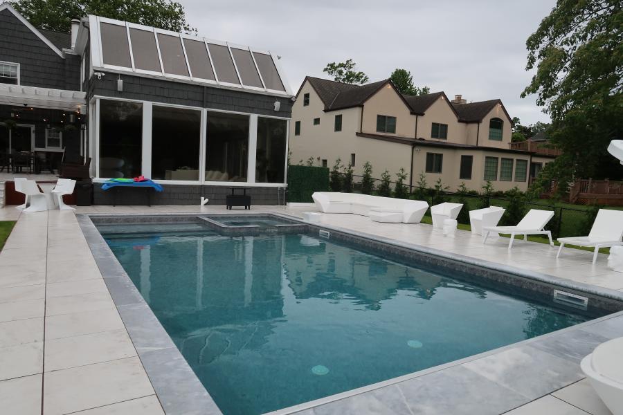 pool, kitchen, suburban, contemporary, patio, 