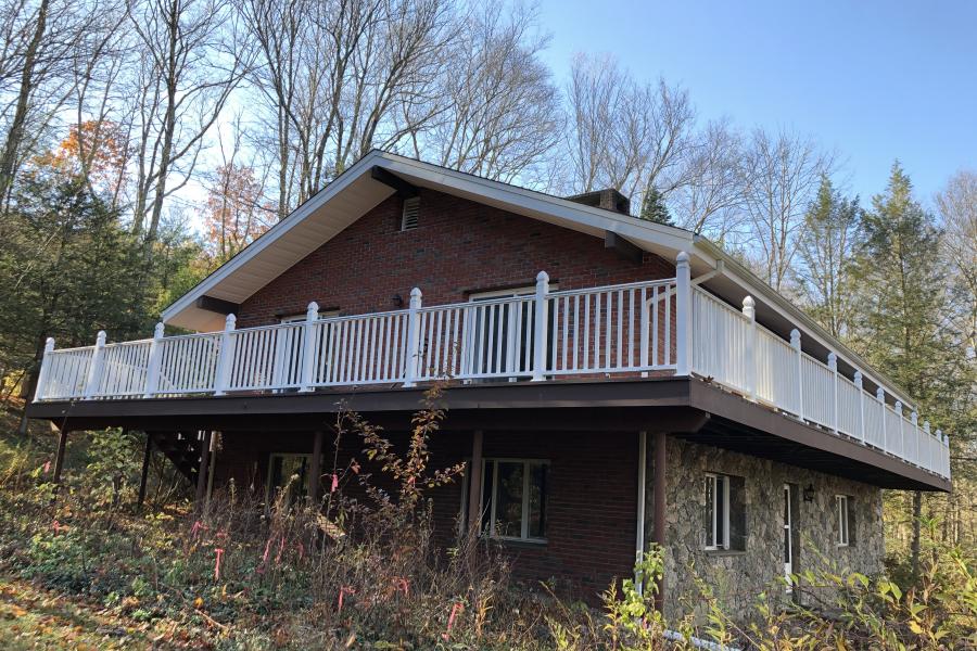 funky, stone, wood, kitchen, deck, patio, fireplace, 