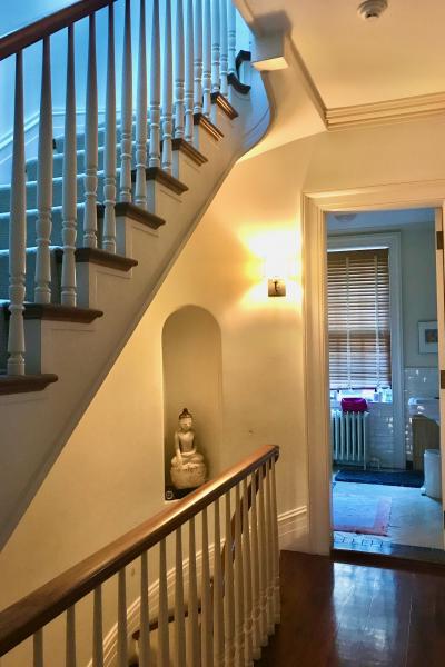 brownstone, townhouse, kitchen, garden, bathroom, staircase, 