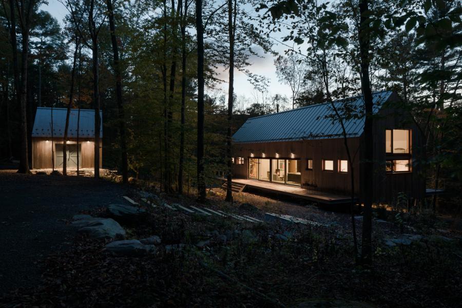 modern, contemporary, wooded, wood, deck, glass, rural, 