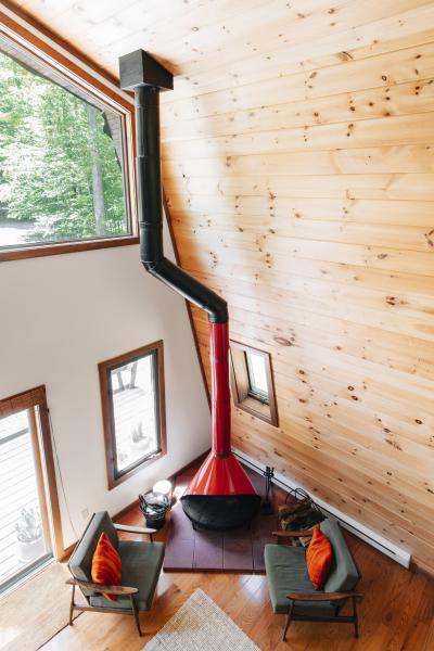 cabin, wooded, lake, water, rural, country, 