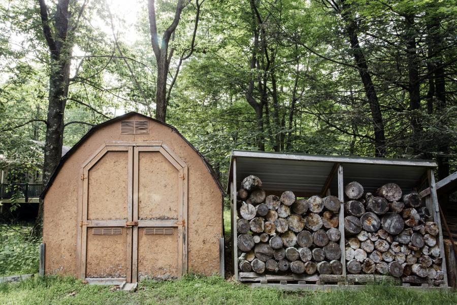 cabin, wooded, lake, water, rural, country, 