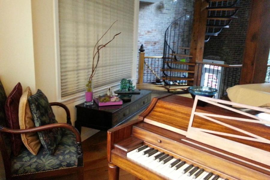 townhouse, loft, kitchen, fireplace, garden, staircase, 