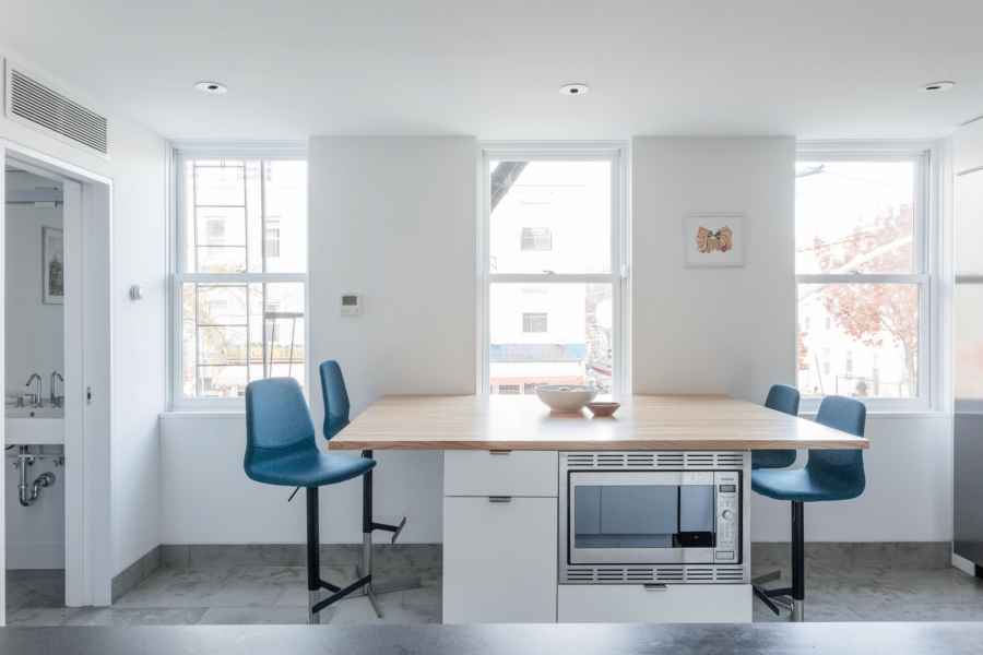 townhouse, modern, glass, light, rooftop, staircase, white, city view, 