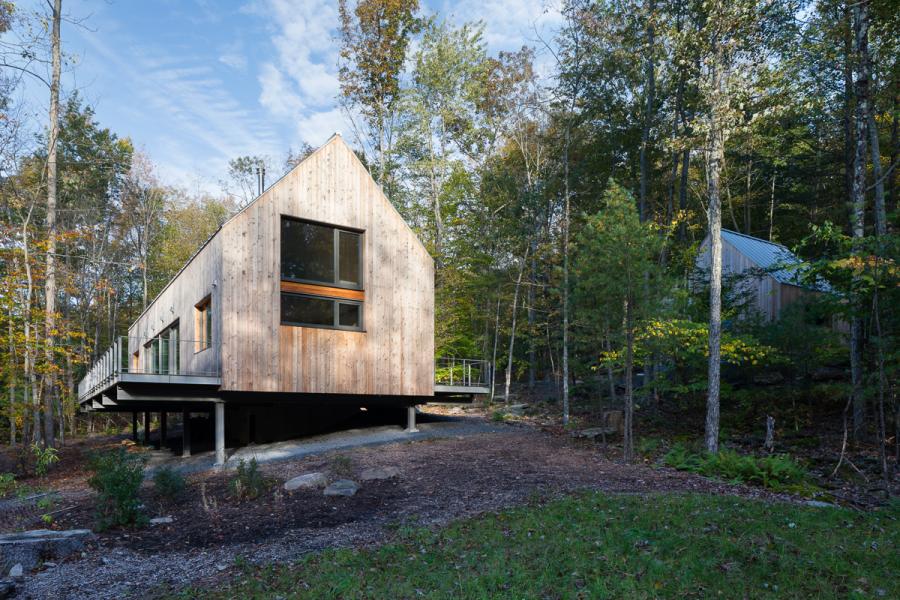 modern, contemporary, wooded, wood, deck, glass, rural, 