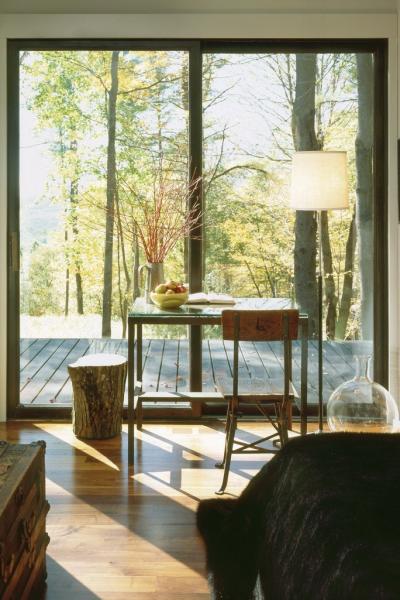 cabin, glass, wooded, light, airy, contemporary, 