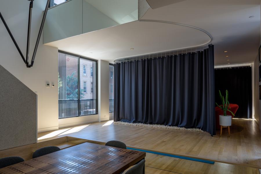 townhouse, modern, glass, light, rooftop, staircase, white, 