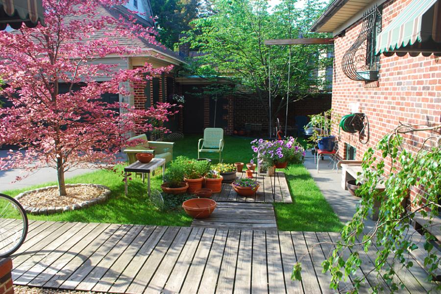 suburban, contemporary, garden, kitchen, patio, deck, fireplace, 