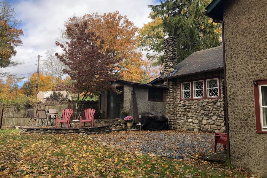 rustic, rural, stone, lake, fireplace, porch, 