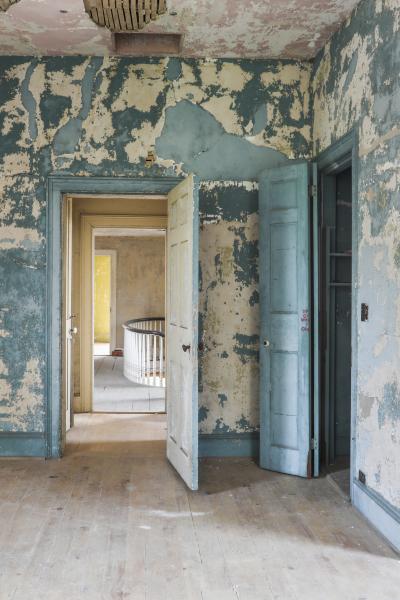 mansion, estate, distressed, empty room, staircase, porch, 