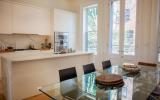 brownstone, contemporary, light, white, fireplace, kitchen, deck, 