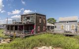 distressed, funky, bohemian, deck, water, beach, dock, colorful, 