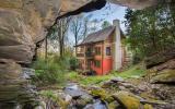 log house, cabin, stone, water, rural, Asheville, 