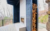 modern, contemporary, deck, fireplace, view, 