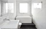 townhouse, contemporary, modern, light, white, glass, bathroom, kitchen, 