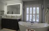 Hamptons, pool, pool table, bathroom, light, airy, upscale, staircase, kitchen, patio, 