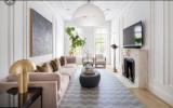 brownstone, bathroom, staircase, fireplace, contemporary, 