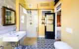 contemporary, townhouse, staircase, colorful, garden, patio, bathroom, 