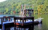 cabin, log house, lake, water, 