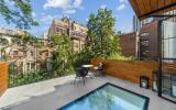 brownstone, townhouse, contemporary, upscale, staircase, terrace, garden, kitchen, bathroom, 