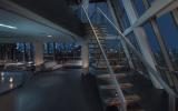 contemporary, upscale, glass, apartment, loft, staircase, rooftop, city view, 