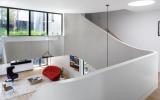 townhouse, modern, glass, light, rooftop, staircase, white, 